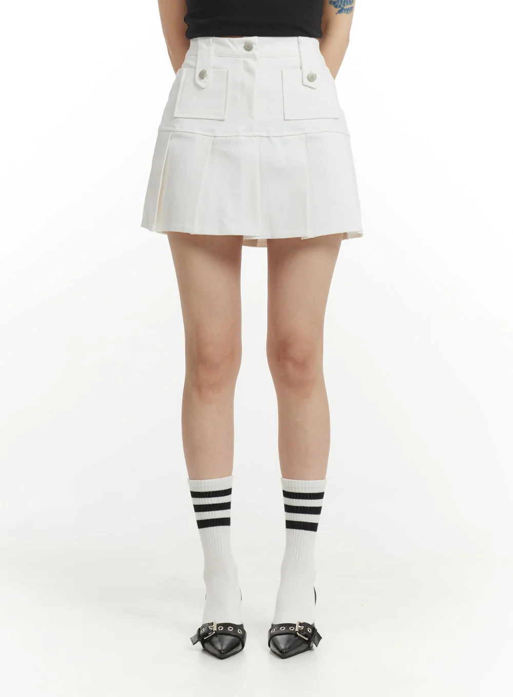 Solid Cotton Pleated Mini Skirt IM406 - Image 2