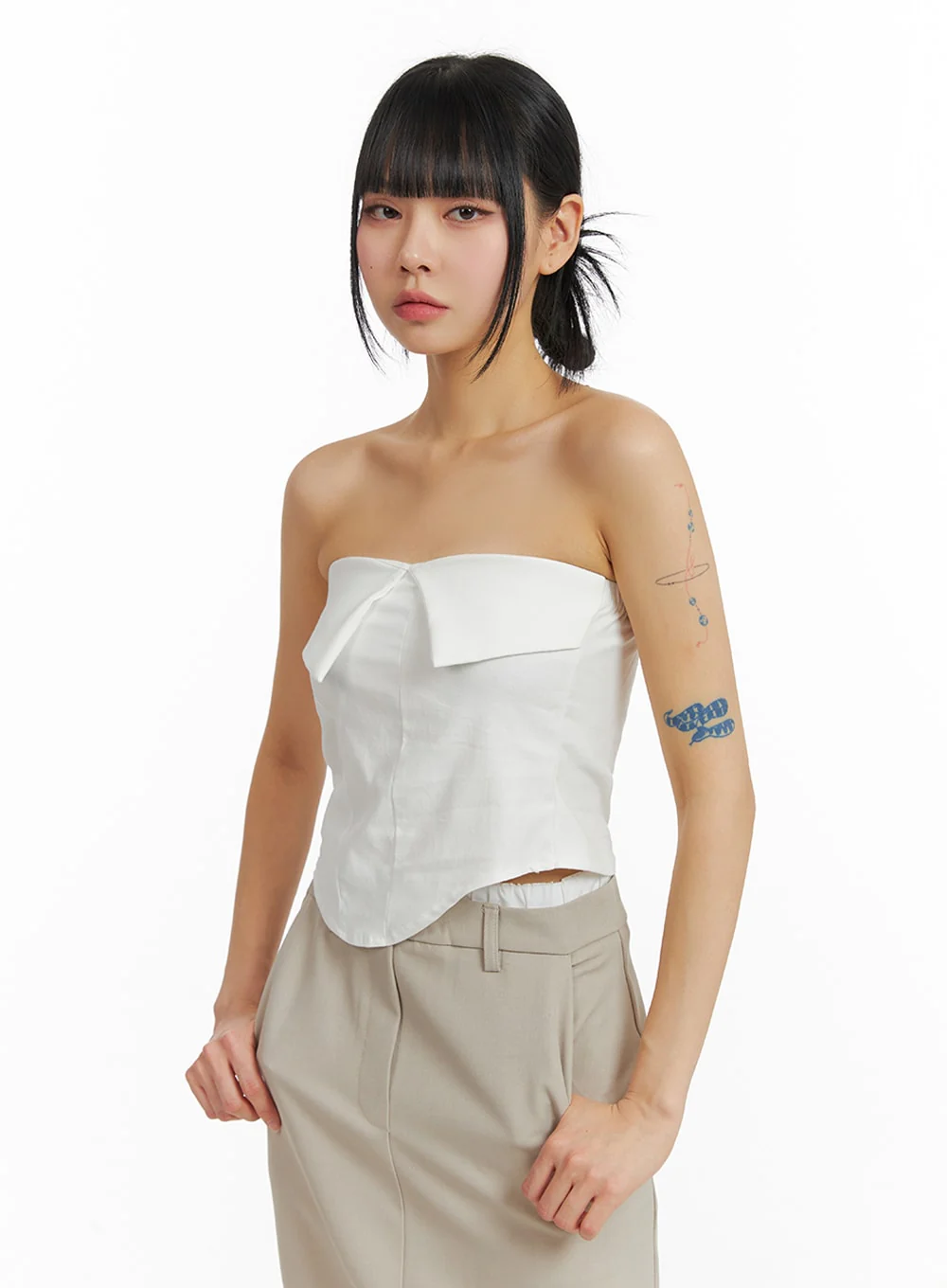 Solid Fold Over Tube Top IM414 - Image 4