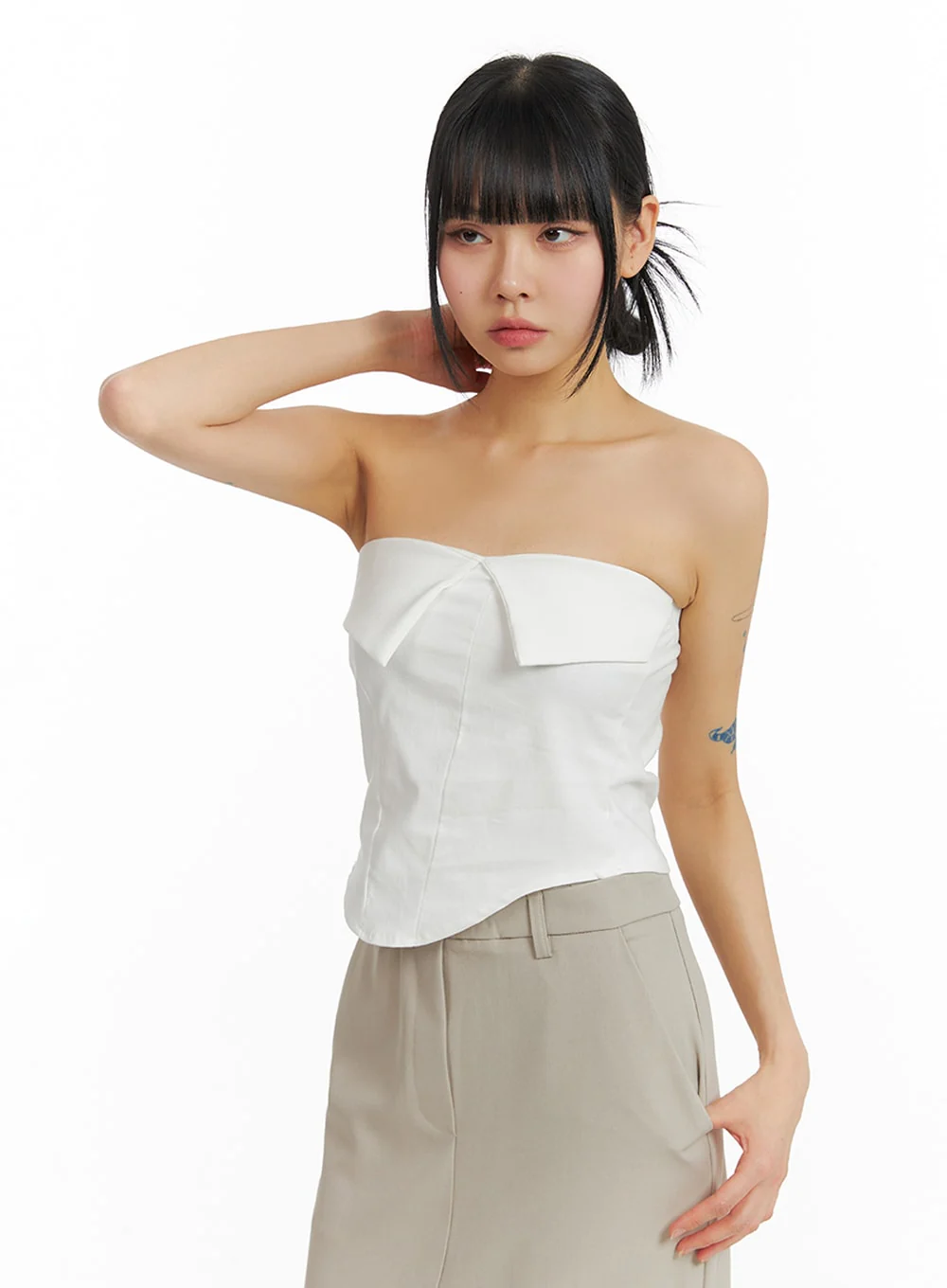 Solid Fold Over Tube Top IM414 - Image 6