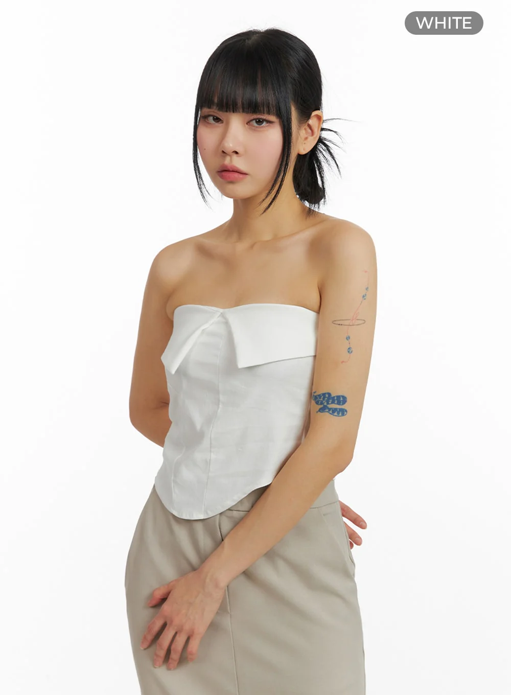Solid Fold Over Tube Top IM414 - Image 9