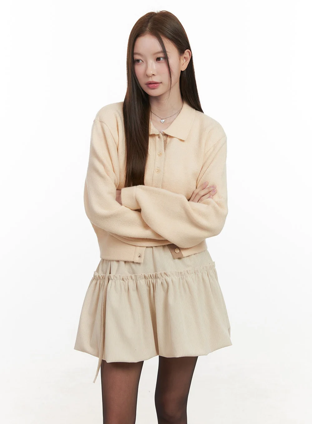 Solid Knit Buttoned Sweater OD418 - Image 9