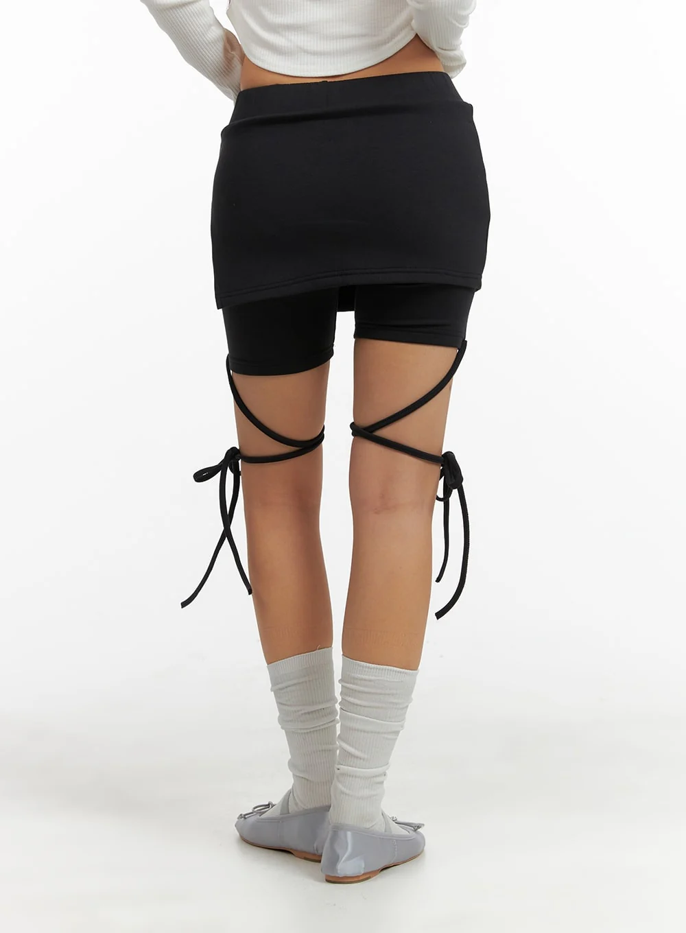 Solid Knotted Wrap Mini Skort CM412 - Image 4
