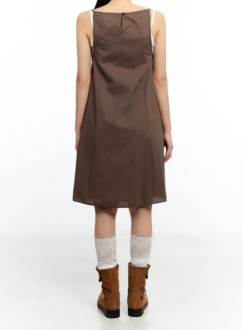 Solid Layered Cotton Midi Dress IU509 - Image 6