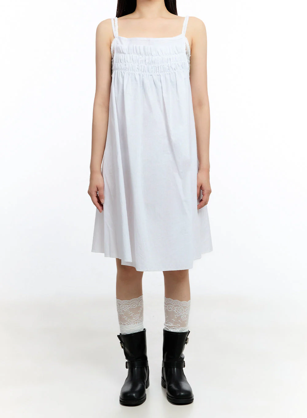 Solid Layered Cotton Midi Dress IU509 - Image 9