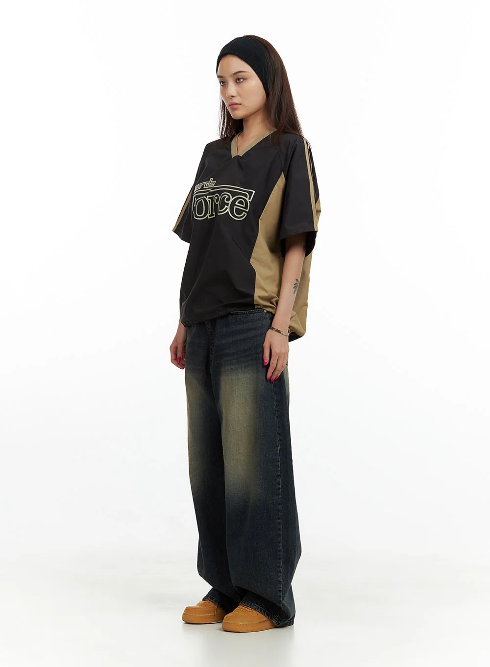 Solid Low Rise Baggy Jeans CU417 - Image 3