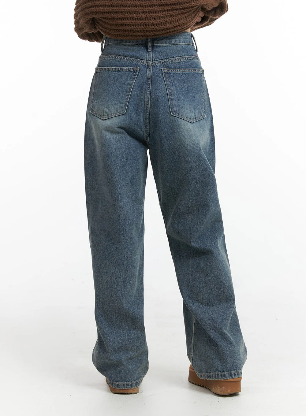 Solid Mid Waist Pocket Straight Leg Jeans IJ411 - Image 10