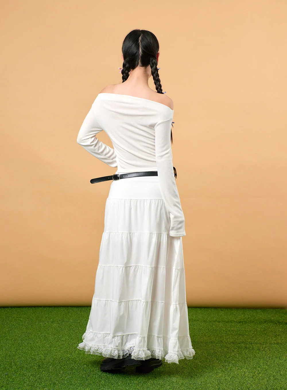Solid Off-Shoulder Long Sleeve Top IJ430 - Image 5