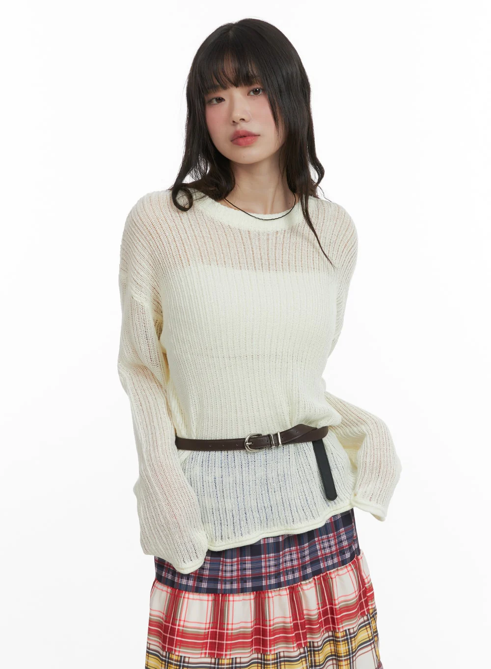 Solid Sheer Knitted Long Sleeve CA411 - Image 3