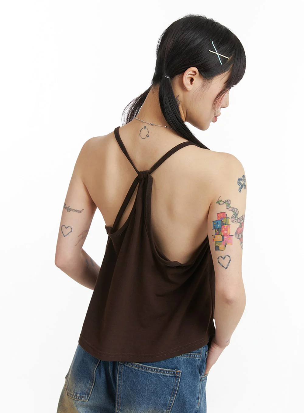 Solid V-Neck Cami Top IJ411 - Image 2