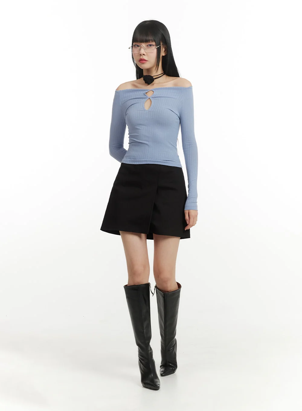 Solid Wrap Cotton Mini Skirt IM406 - Image 3