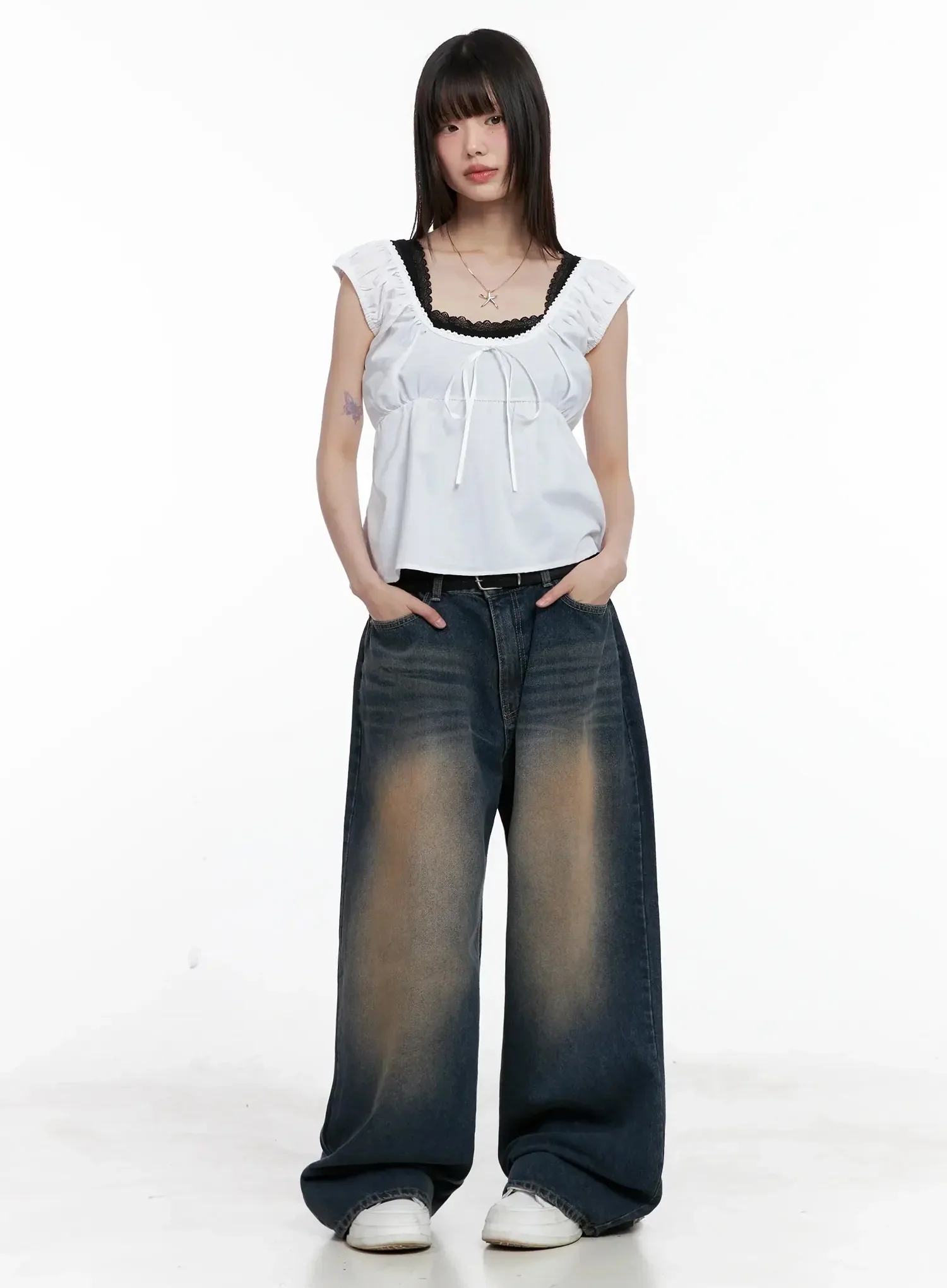Solji Acid Washed Wide-Leg Jeans IL531 - Image 2