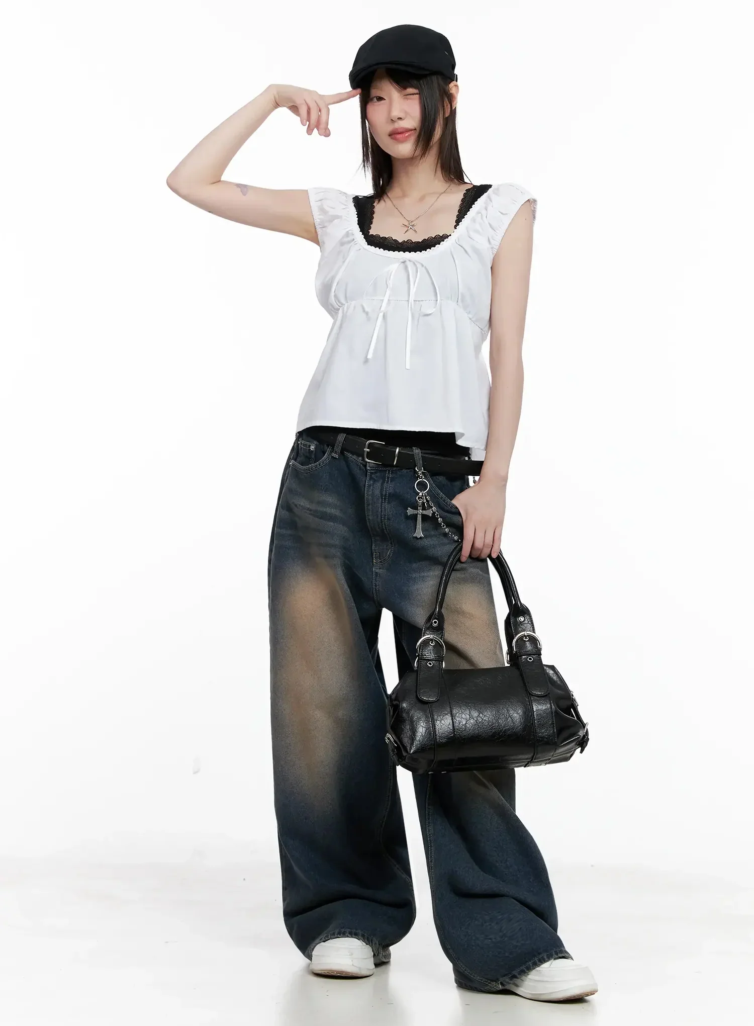 Solji Acid Washed Wide-Leg Jeans IL531 - Image 6