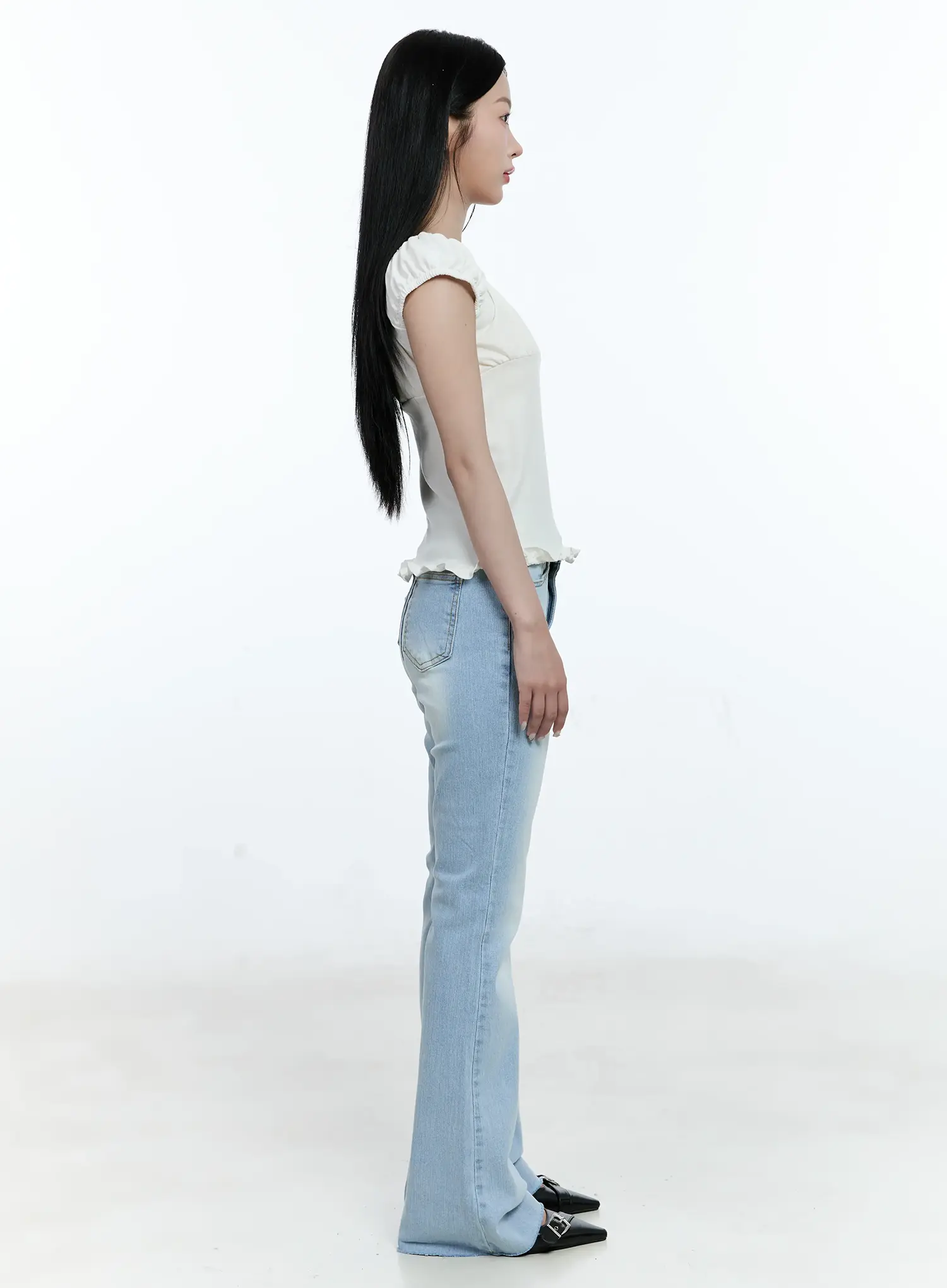 Soo Washed Flare Denim Jeans CG513 - Image 7
