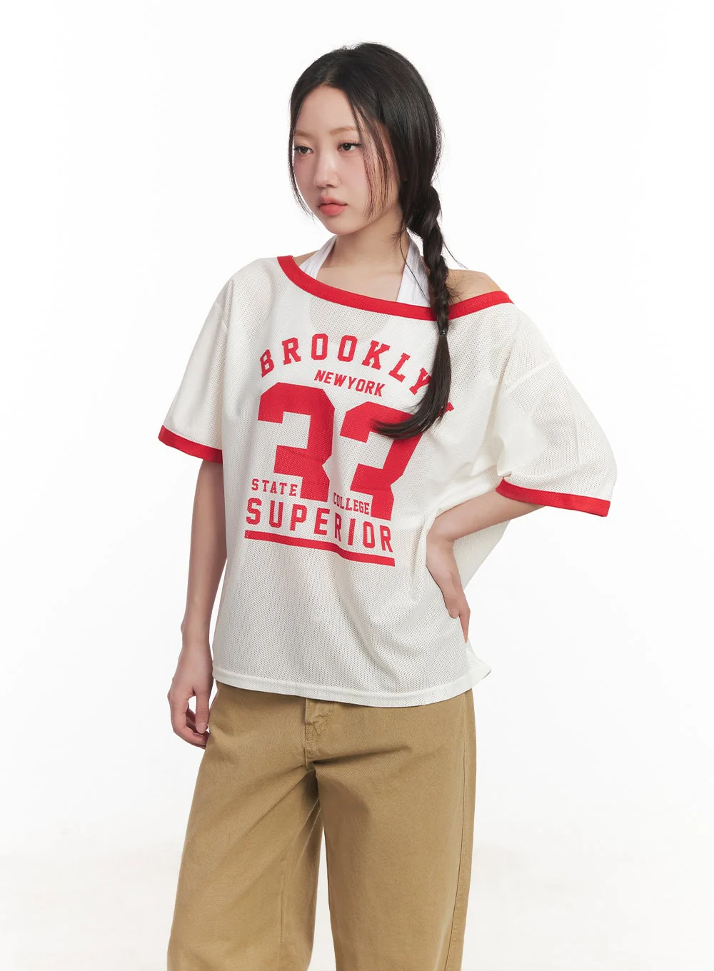 Sporty Mesh Off-Shoulder Top CA530 - Image 10