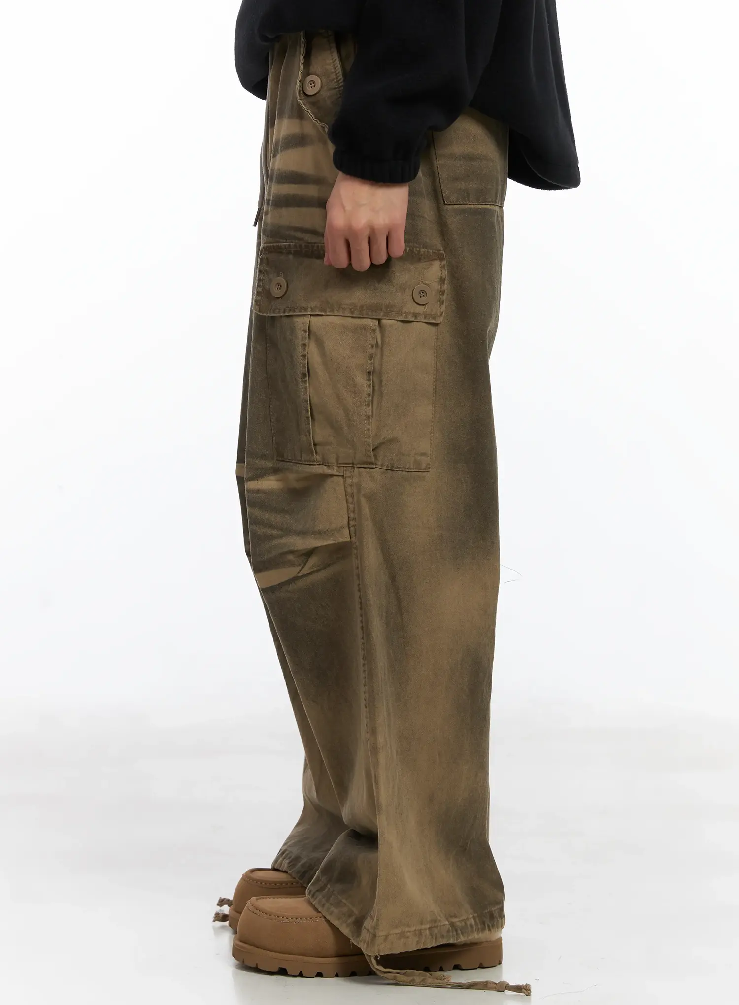 Spray Washed String Cargo Pants ID515 - Image 5