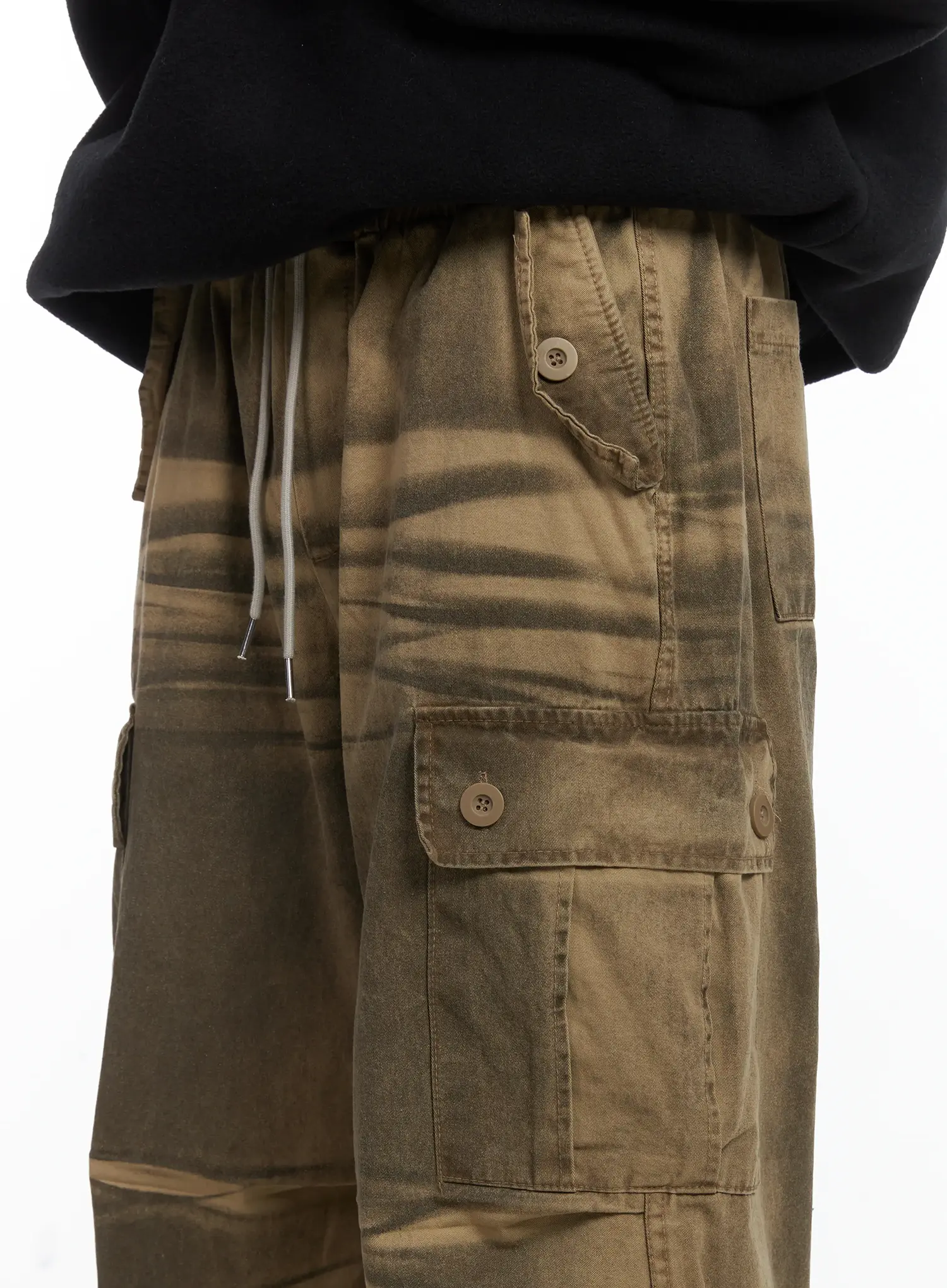 Spray Washed String Cargo Pants ID515 - Image 6