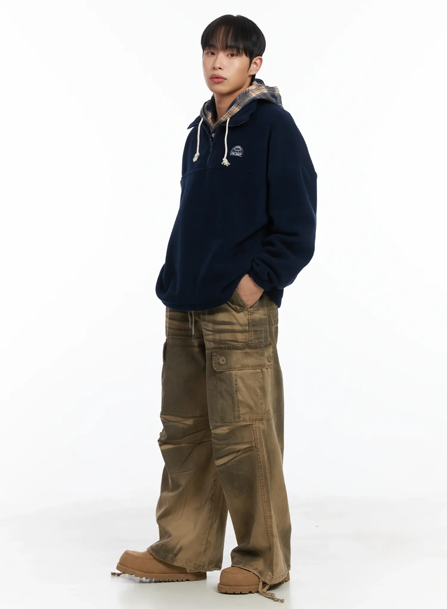 Spray Washed String Cargo Pants ID515 - Image 9
