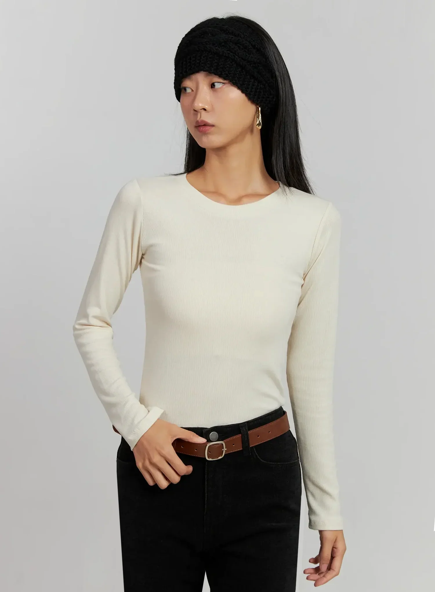 Square Buckle Slim Belt IJ502 - Image 2