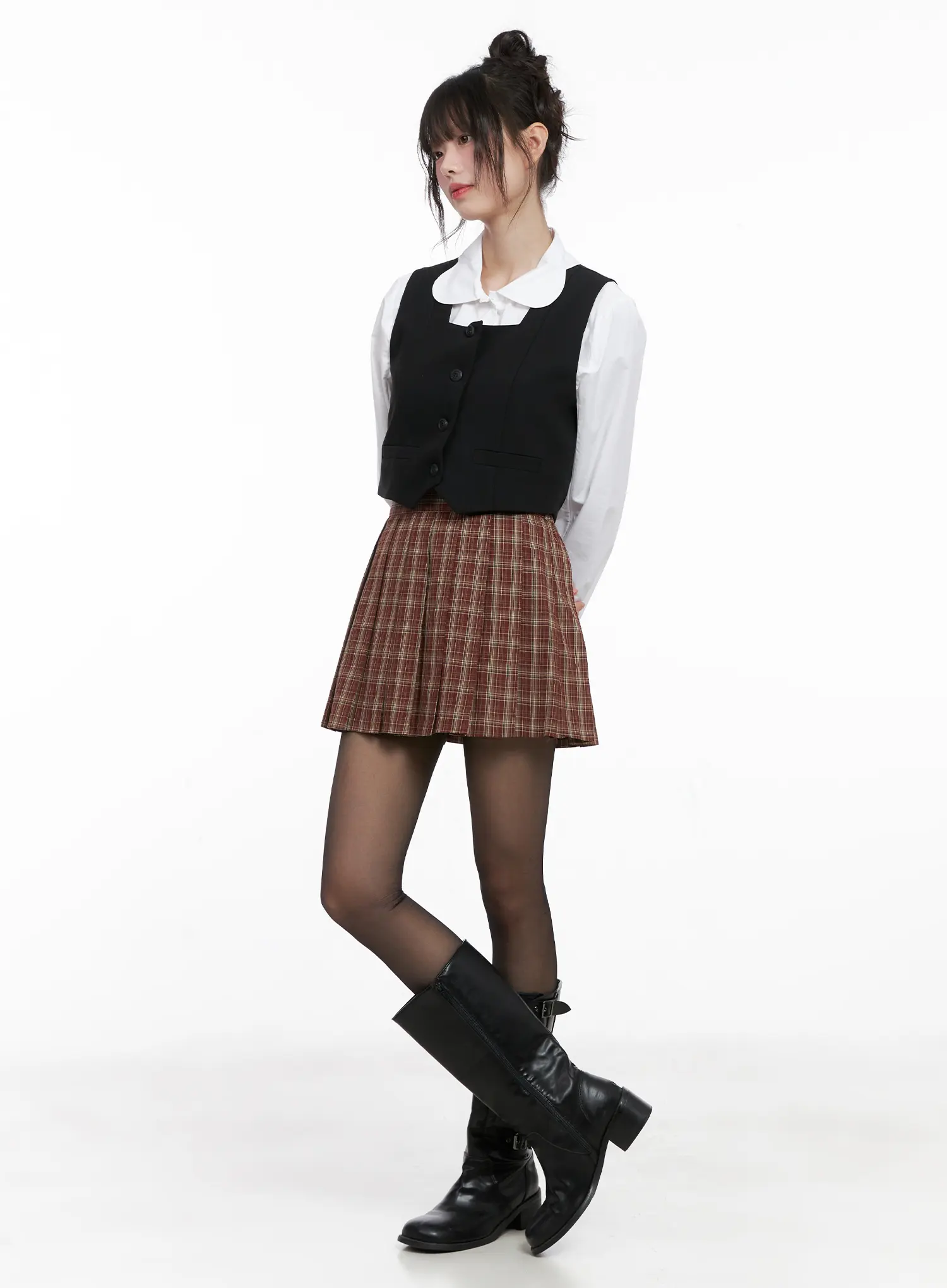 Square Neck Button Crop Vest CG519 - Image 2