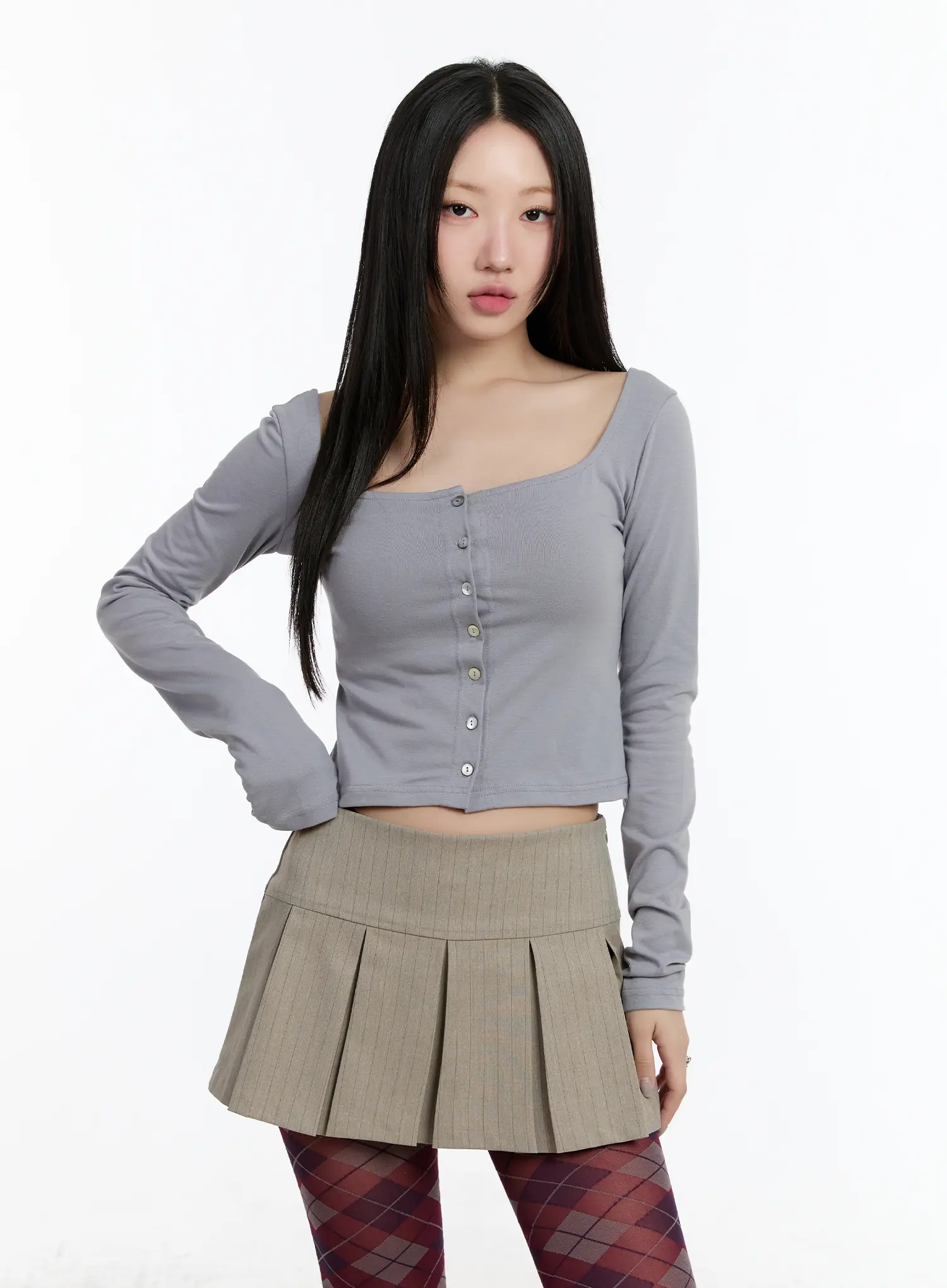 Square Neck Button-Up Crop Cardigan CM511 - Image 10