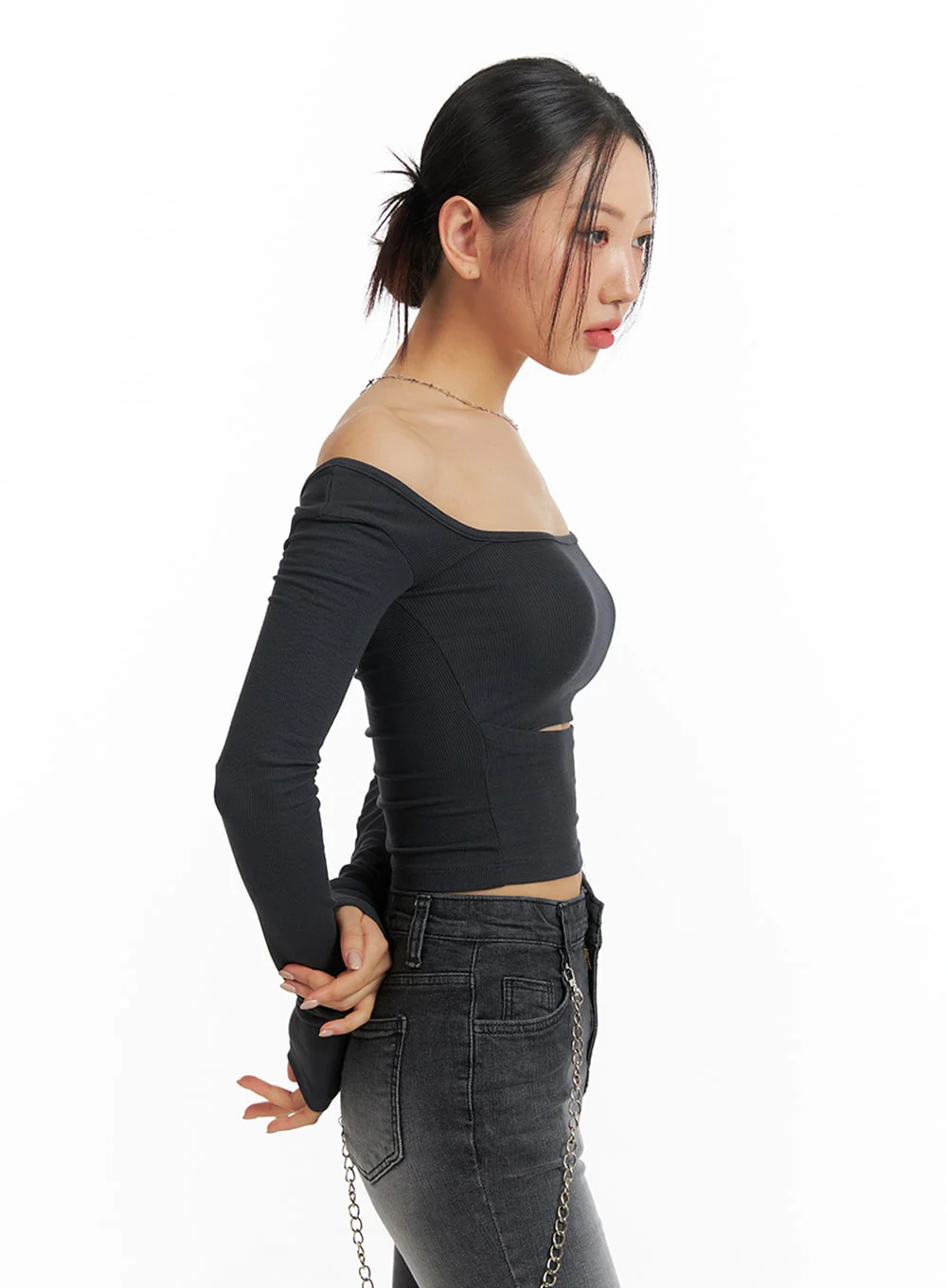 Square Neck Cut Out Crop Top IM405 - Image 4