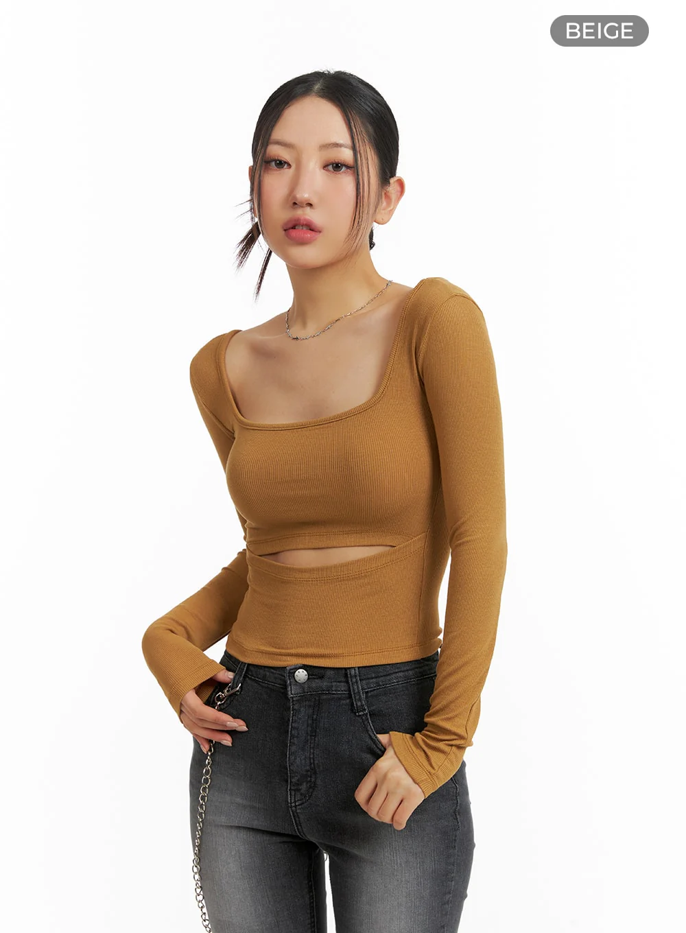 Square Neck Cut Out Crop Top IM405 - Image 8