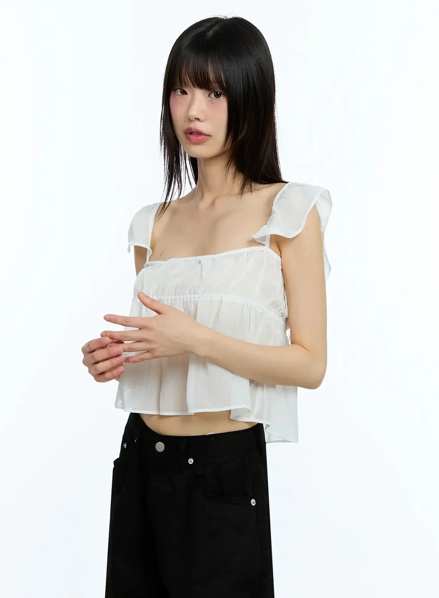 Square Neck Flared Crop Top IU523 - Image 17