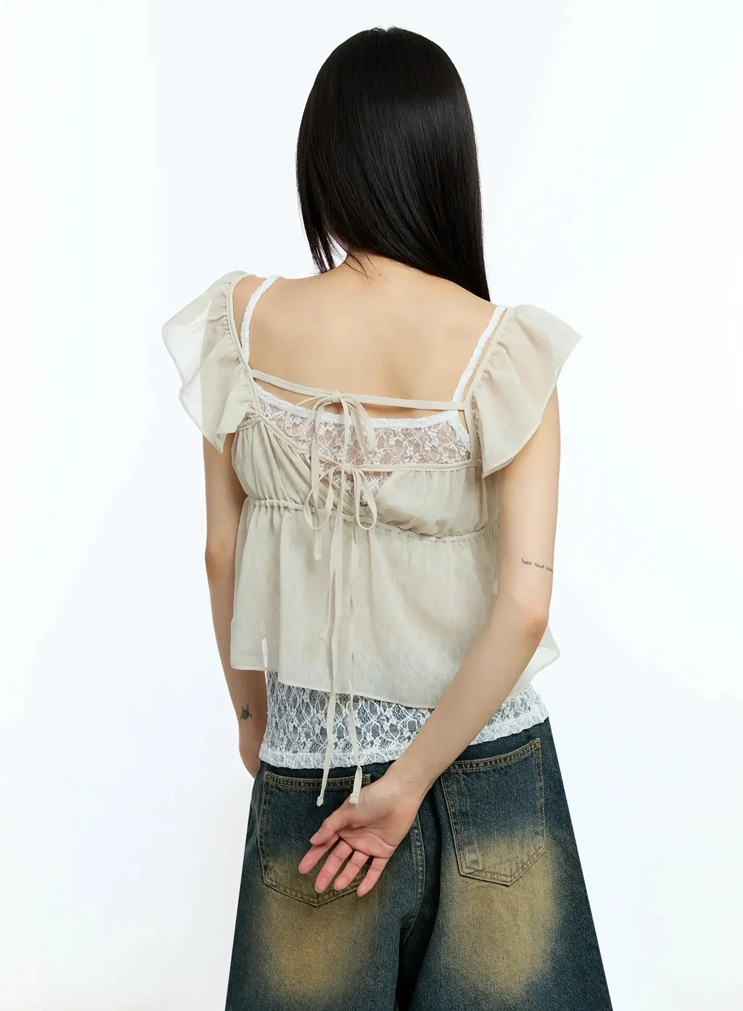 Square Neck Flared Crop Top IU523 - Image 9