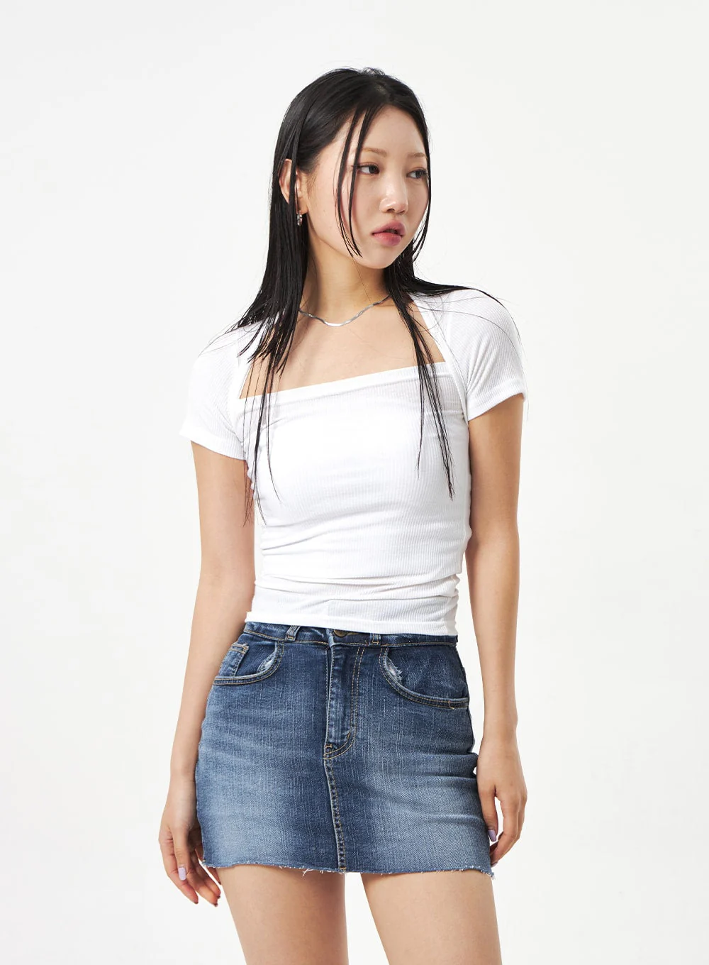 Square Neck Knit Tee CA320 - Image 6