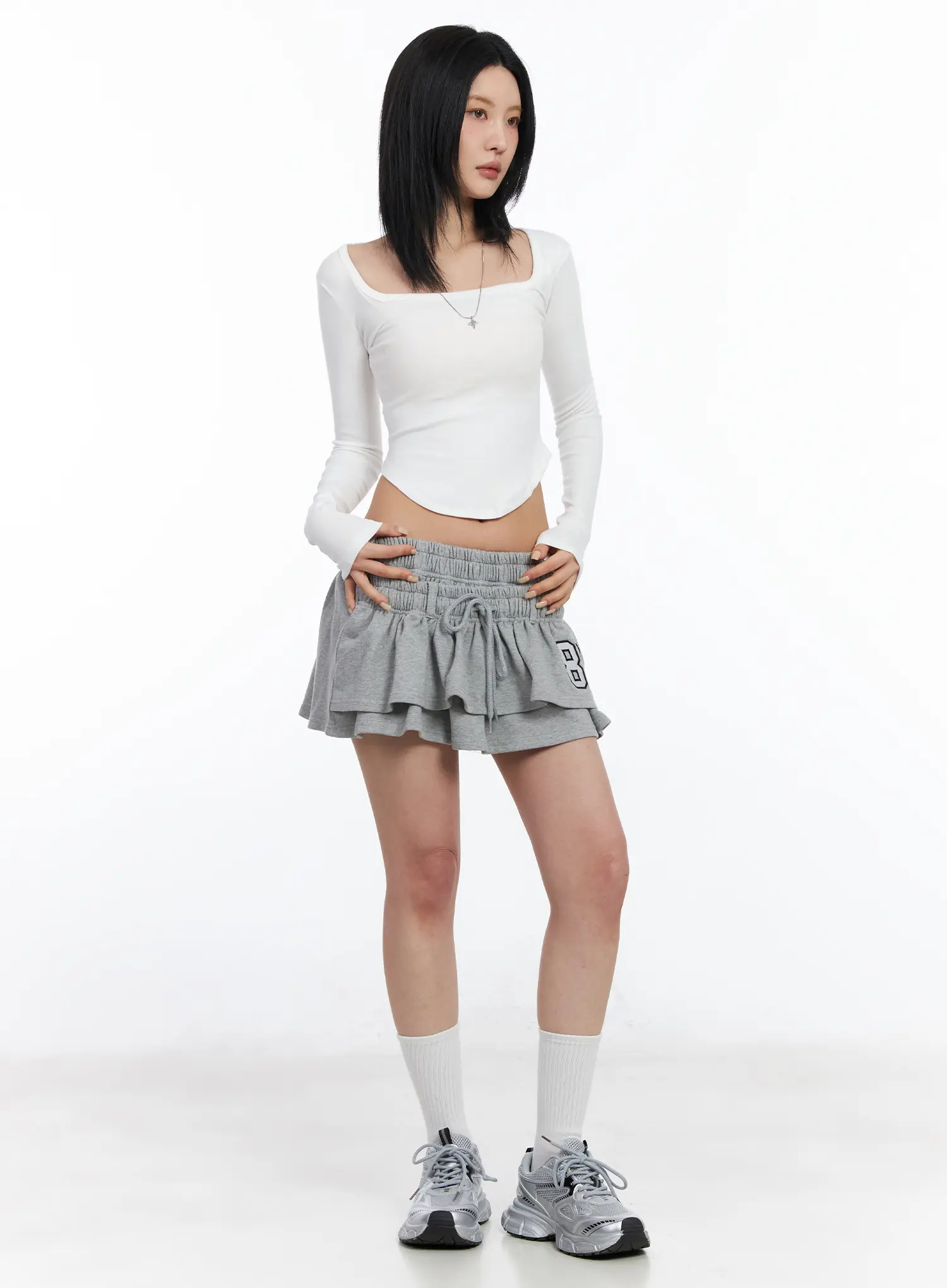 Square Neck Long Sleeve Crop Top CF526 - Image 3