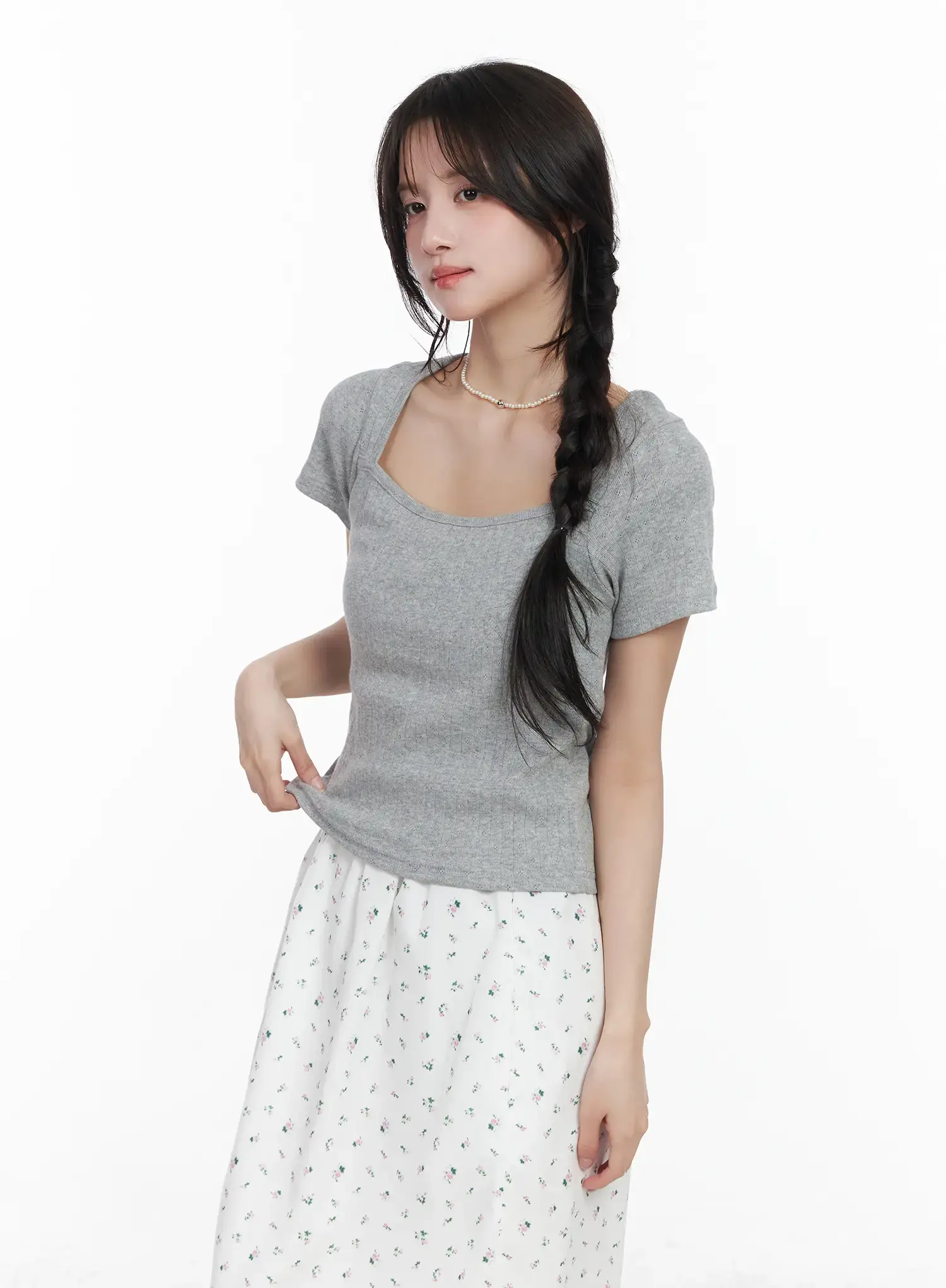 Square Neck Short Sleeve Tee CM527 - Image 9