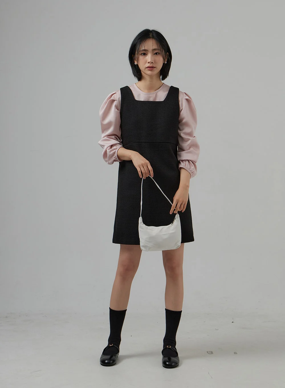 Square Neck Sleeveless Tweed Mini Dress OD29 - Image 11