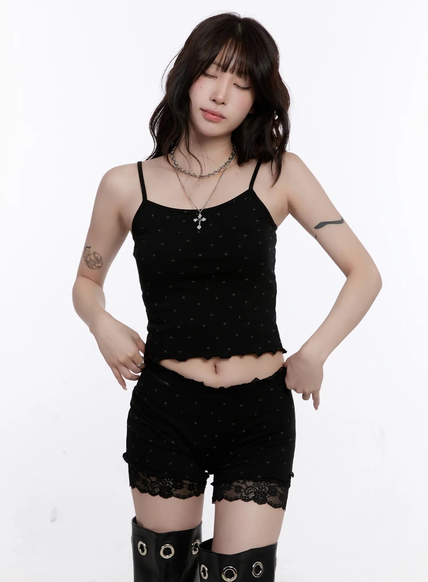 Star Graphic Lace Trim Lounge Set CS530