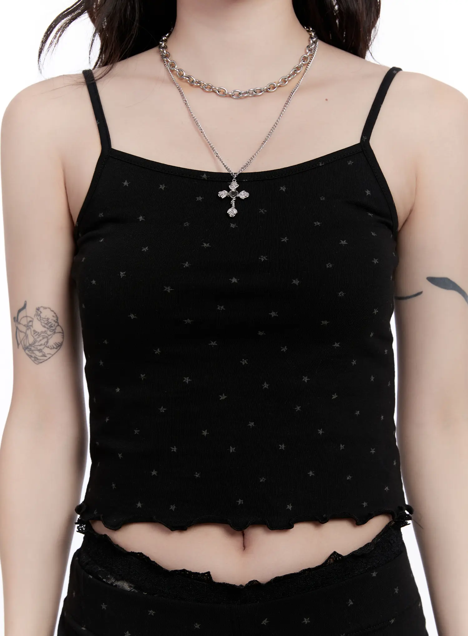 Star Graphic Lace Trim Lounge Set CS530 - Image 4