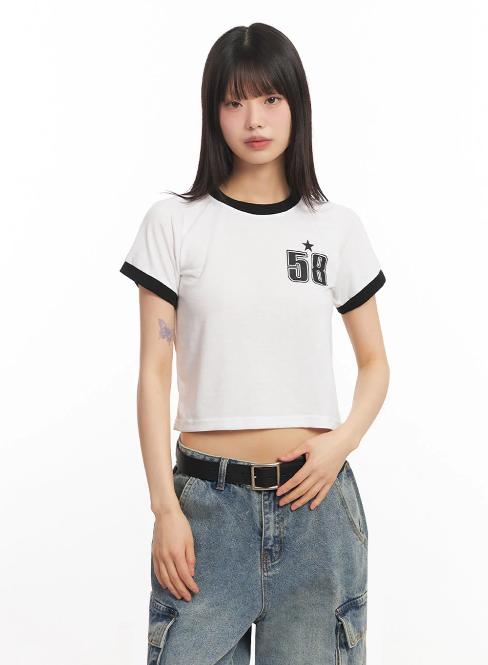 Star Number Graphic Crop Top IY502 - Image 10