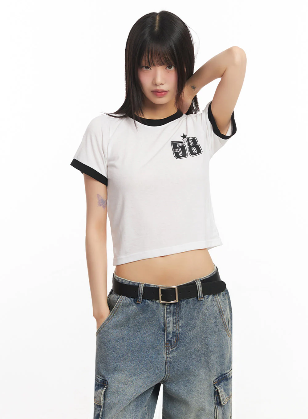Star Number Graphic Crop Top IY502 - Image 14