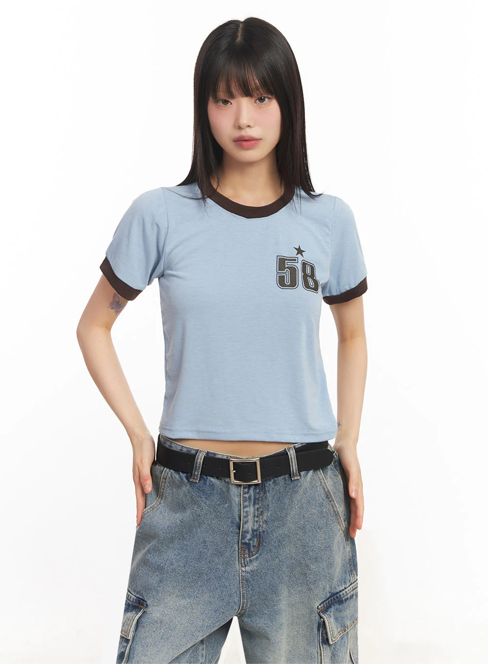 Star Number Graphic Crop Top IY502 - Image 7