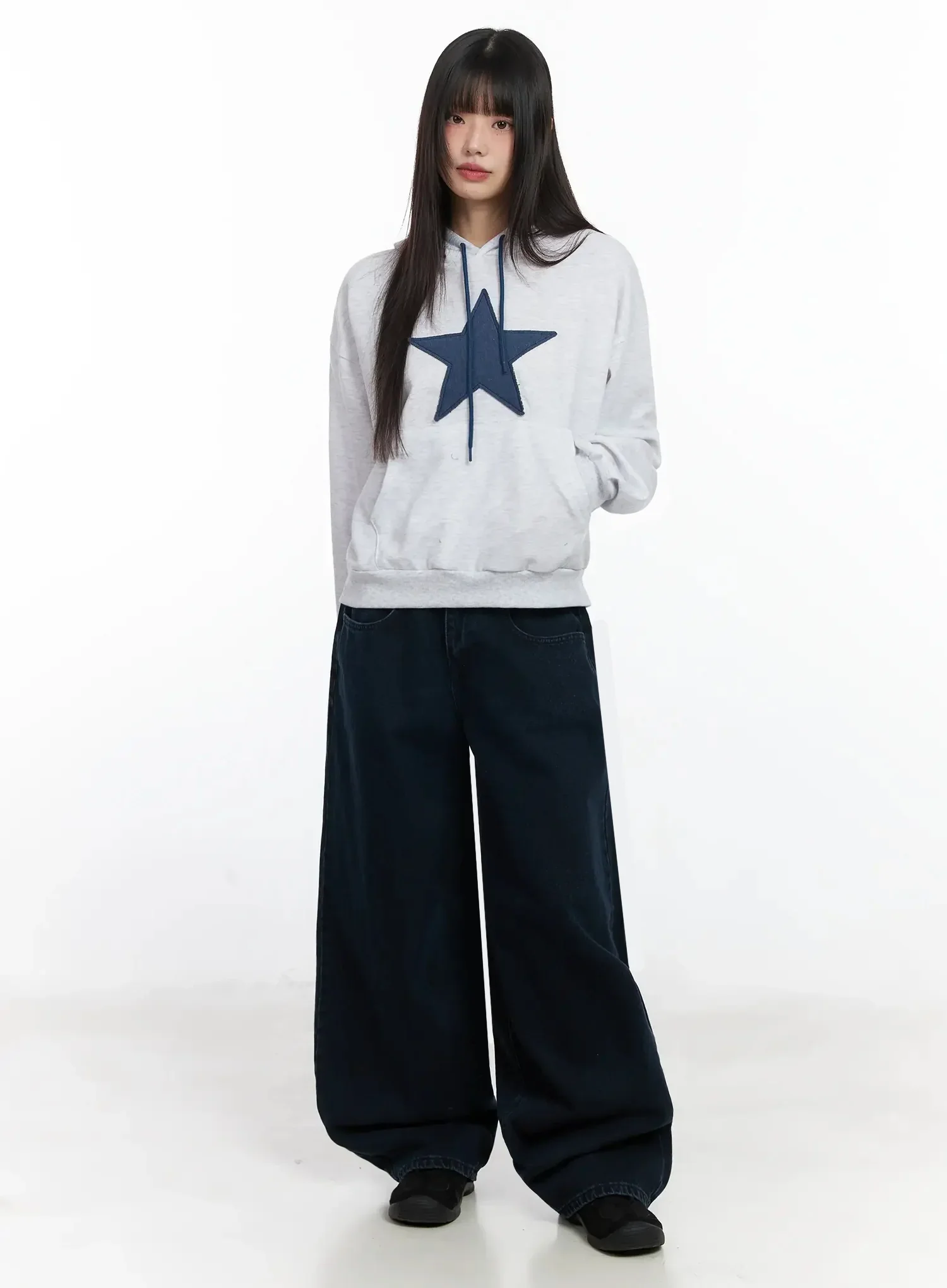 Star Patch Cotton Hoodie IF505 - Image 10