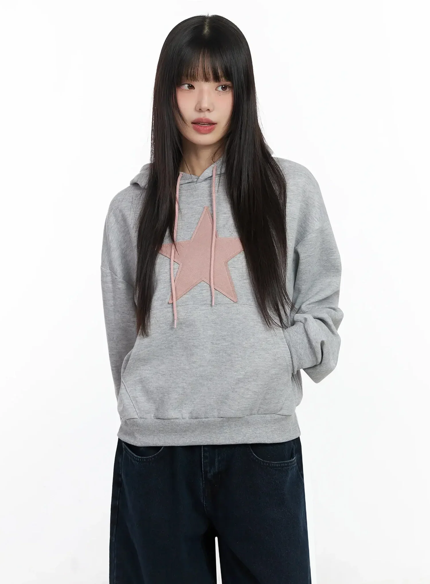 Star Patch Cotton Hoodie IF505 - Image 14
