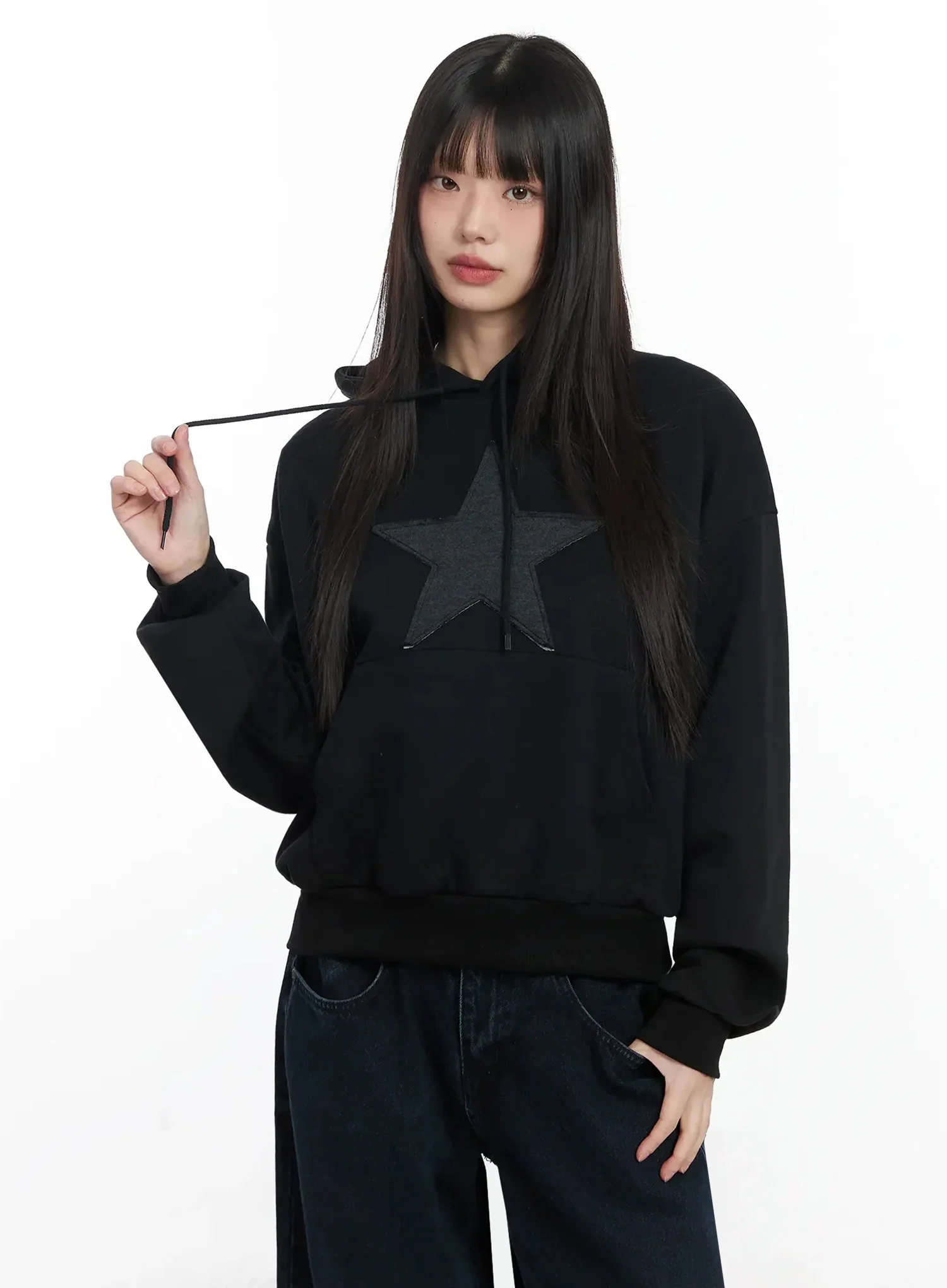 Star Patch Cotton Hoodie IF505 - Image 15