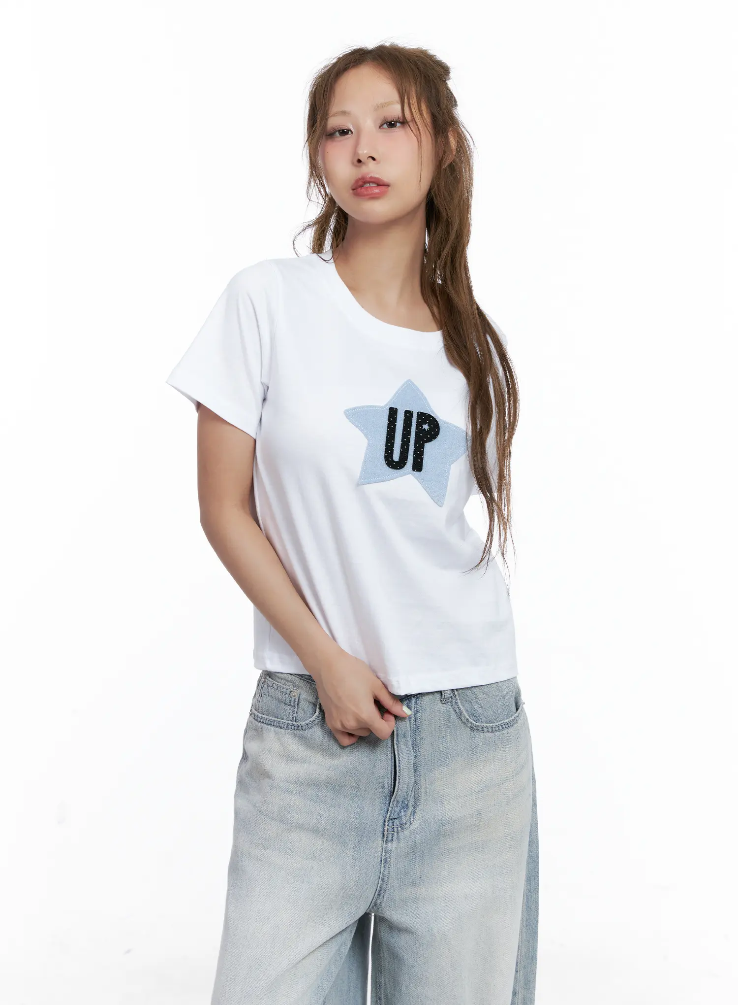 Star Patch Semi-Crop Tee CL511 - Image 10