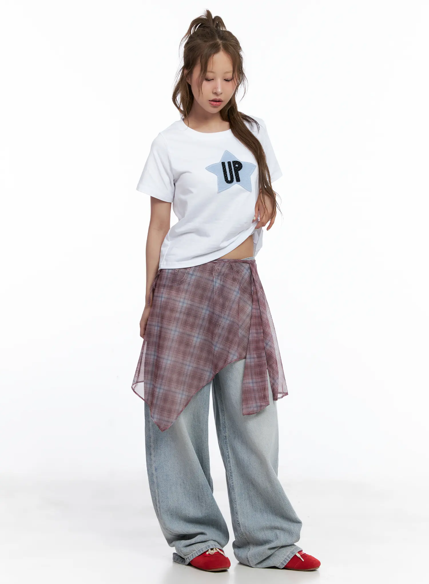 Star Patch Semi-Crop Tee CL511 - Image 2