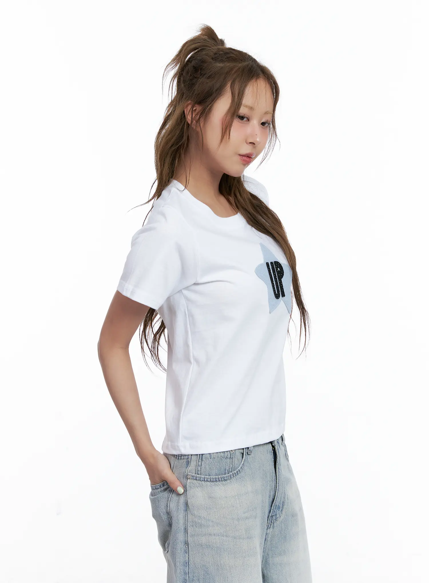 Star Patch Semi-Crop Tee CL511 - Image 5