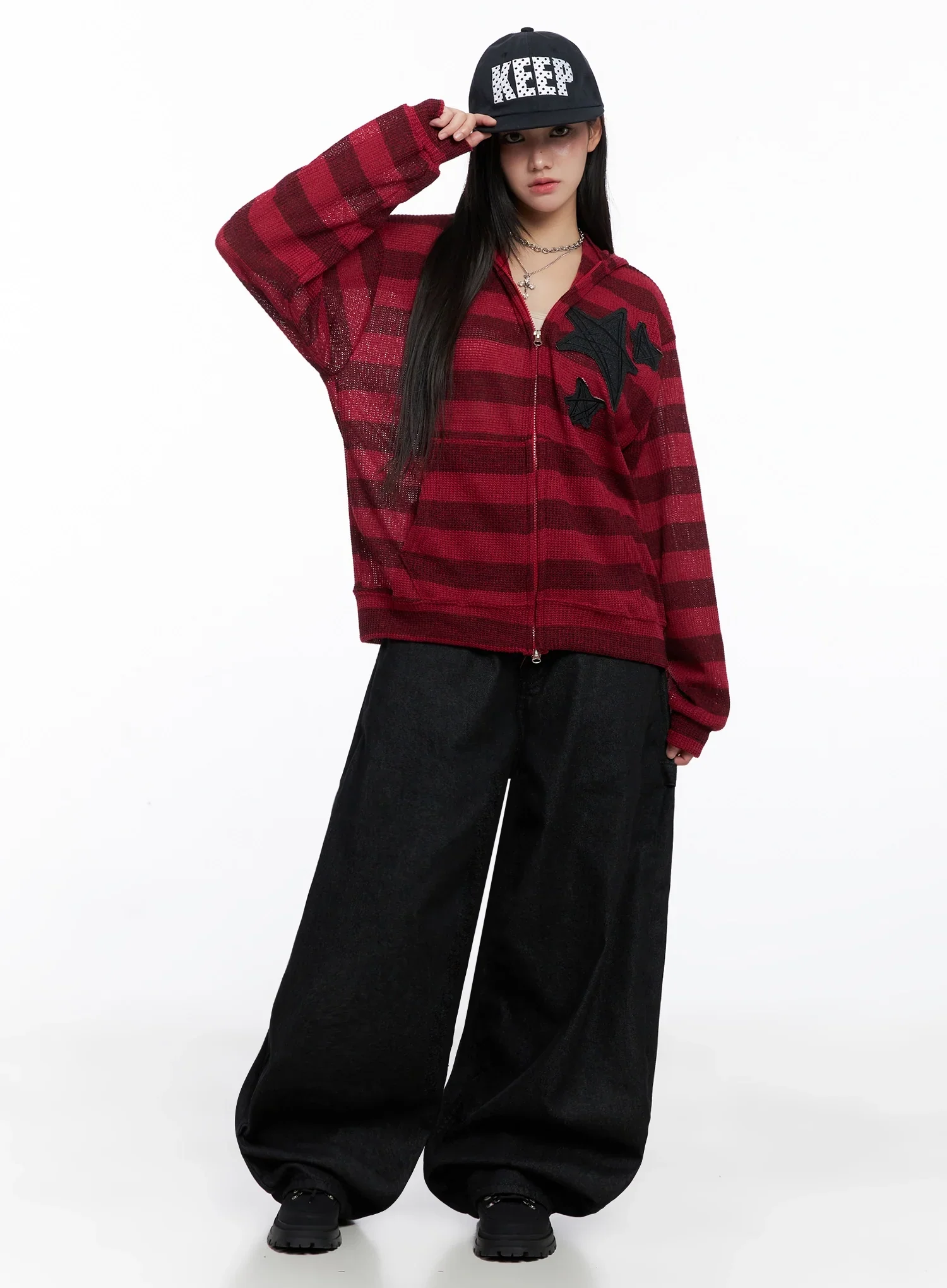 Star Patch Striped Zip-Up IS525 - Image 13