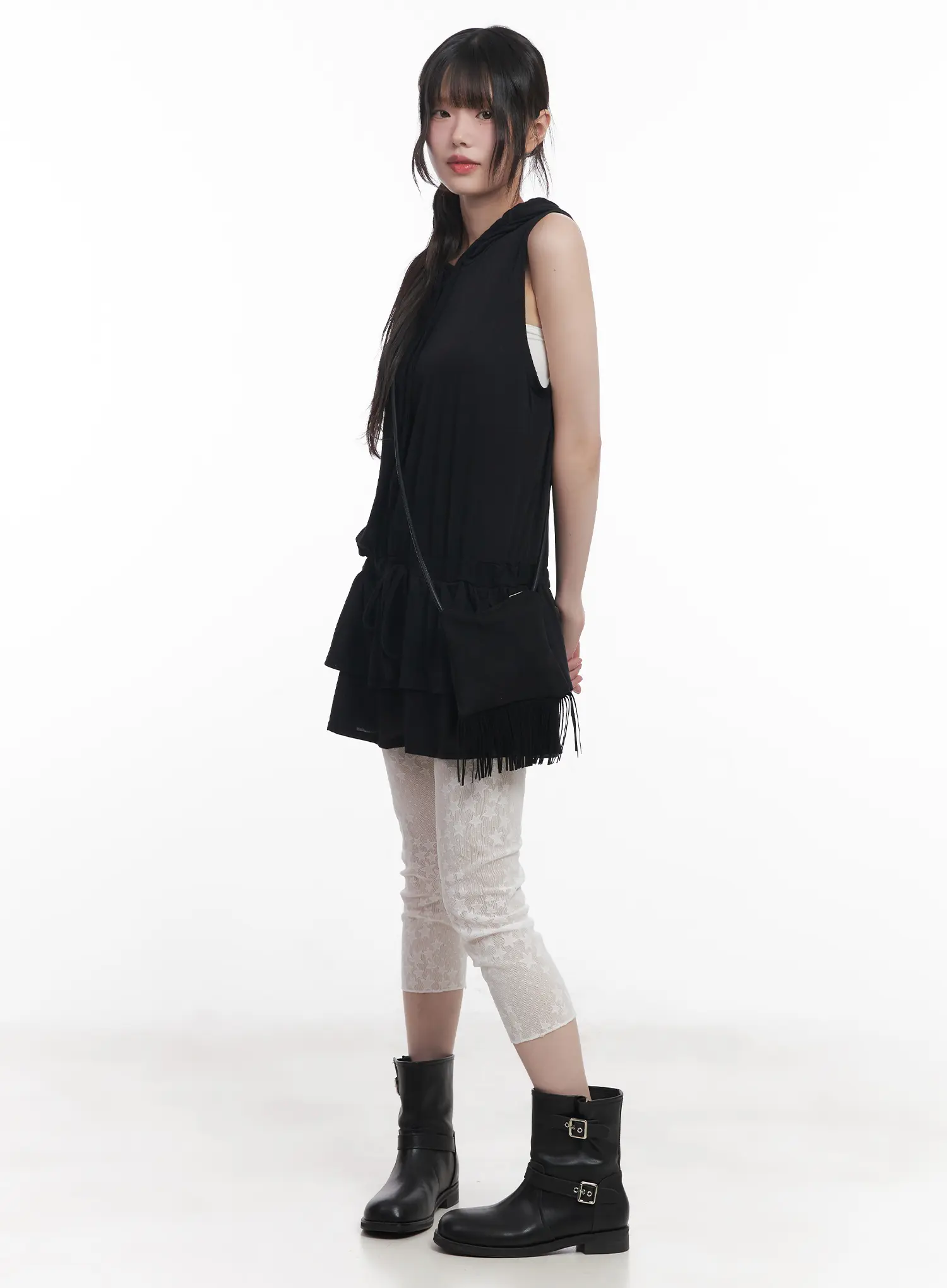 Star Print Sheer Mid-Length Leggings CU519 - Image 9