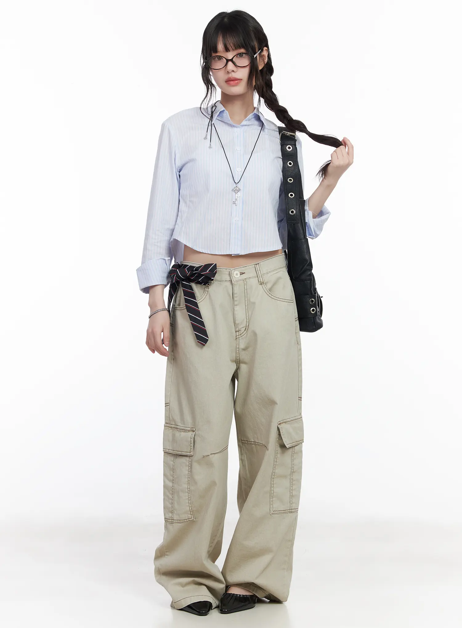 Stitched Cargo Wide-Leg Pants CM526 - Image 2