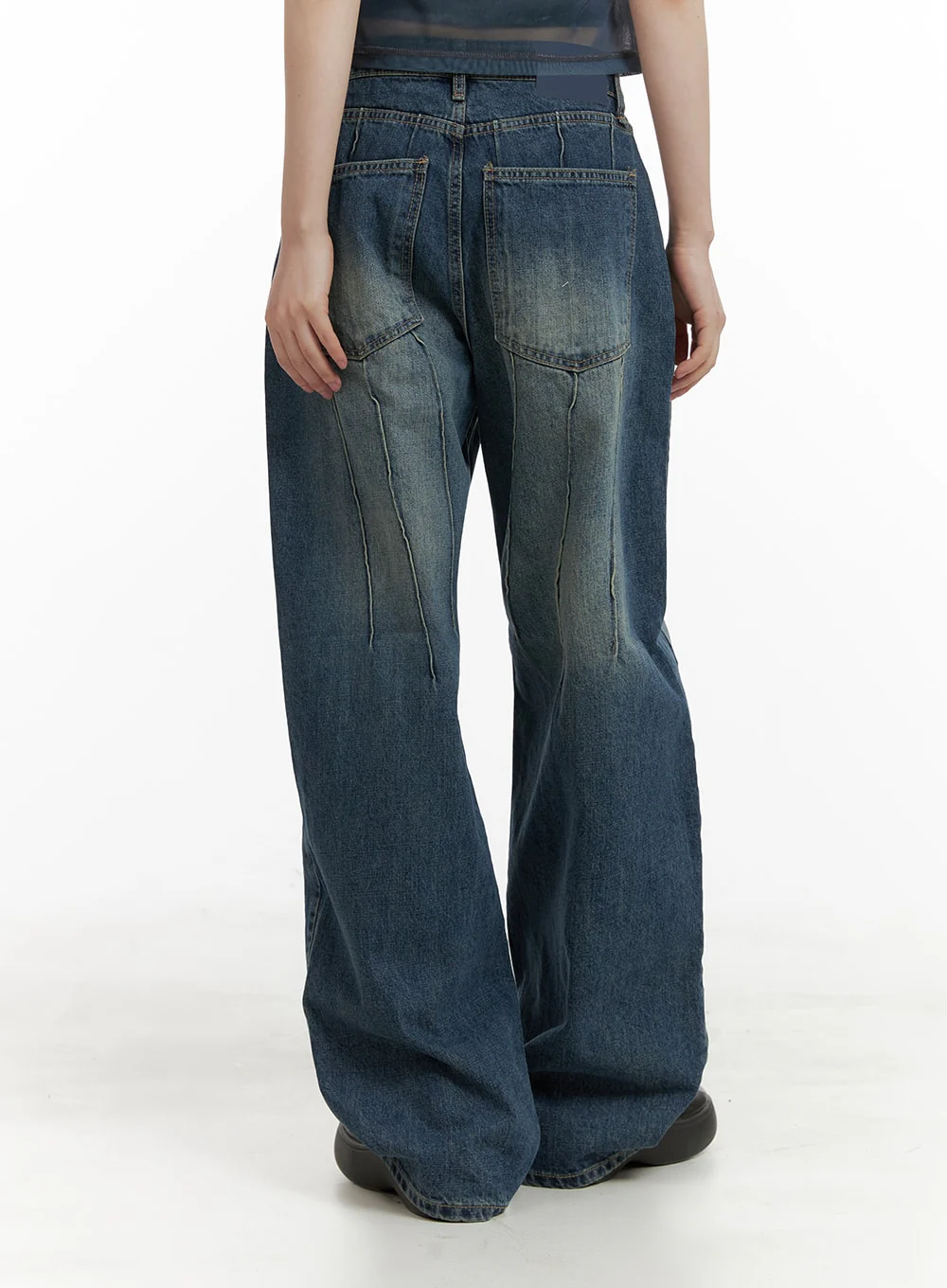 Stitched Detail Slim Fit Baggy Jeans CA412 - Image 4