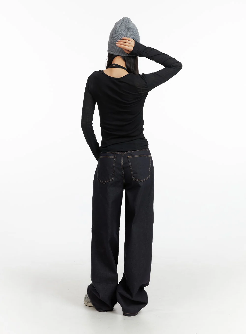 Stitched Wide Denim Jeans CF408 - Image 6