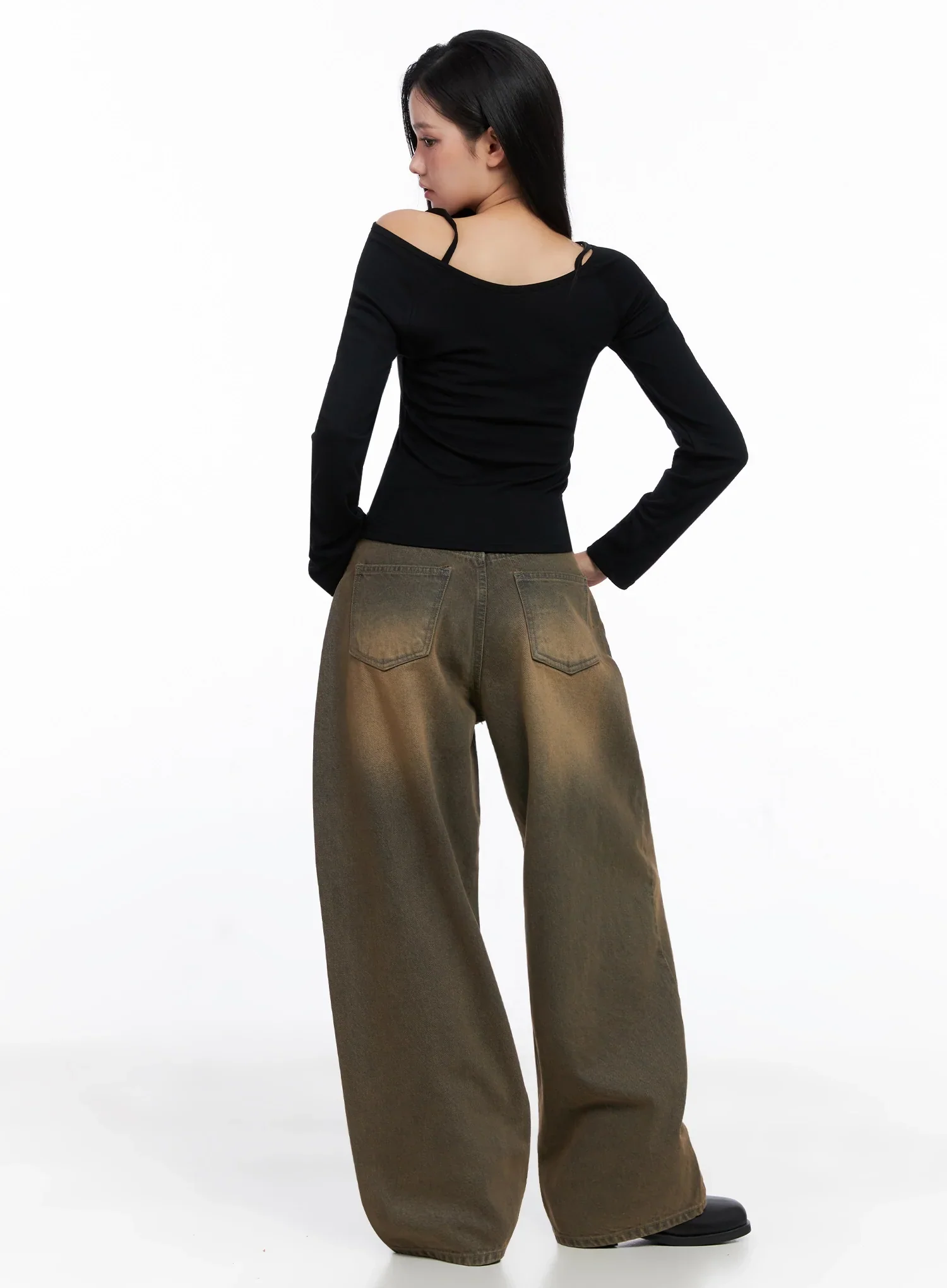 [STR] Mirren Brown Washed Baggy Jeans IS525 - Image 16
