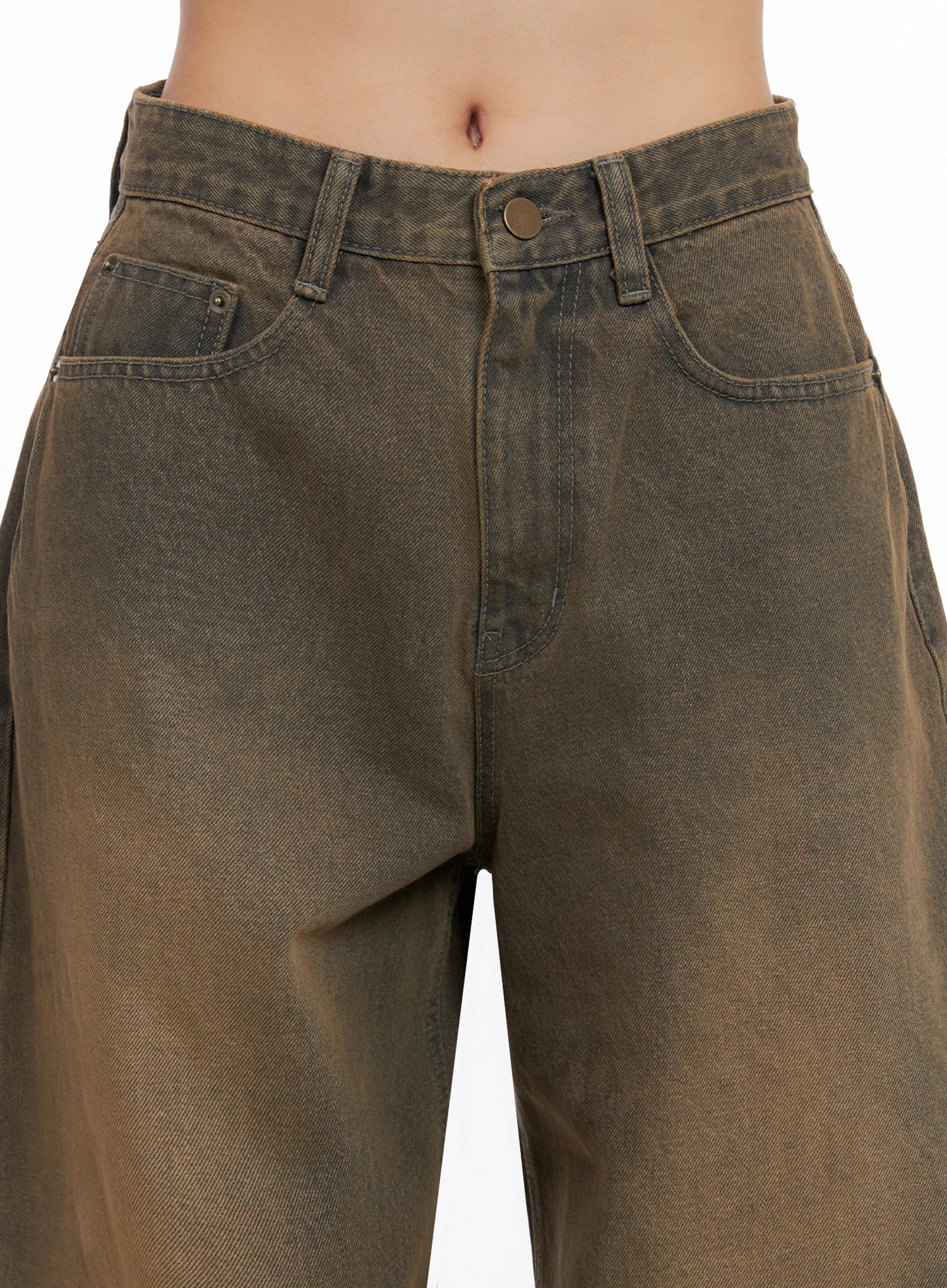 [STR] Mirren Brown Washed Baggy Jeans IS525 - Image 4